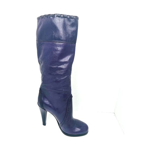 Gucci Vintage Purple Slouch Leather Knee-High Boots w/ Tassel Women’s Size EU 36 - Picture 9 of 12